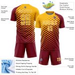 Custom Crimson Gold-White Modern Polka Dot Sublimation Soccer Uniform Jersey