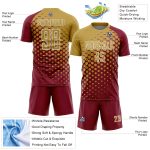 Custom Crimson Old Gold-White Modern Polka Dot Sublimation Soccer Uniform Jersey