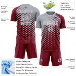 Custom Crimson Gray-White Modern Polka Dot Sublimation Soccer Uniform Jersey