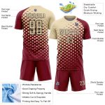 Custom Crimson Cream-Black Modern Polka Dot Sublimation Soccer Uniform Jersey