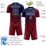 Custom Crimson Navy-White Modern Polka Dot Sublimation Soccer Uniform Jersey