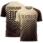 Custom Brown Cream Modern Polka Dot Sublimation Soccer Uniform Jersey