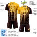Custom Brown Gold-White Modern Polka Dot Sublimation Soccer Uniform Jersey