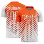 Custom White Orange Modern Polka Dot Sublimation Soccer Uniform Jersey
