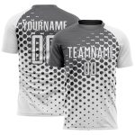 Custom White Steel Gray Modern Polka Dot Sublimation Soccer Uniform Jersey