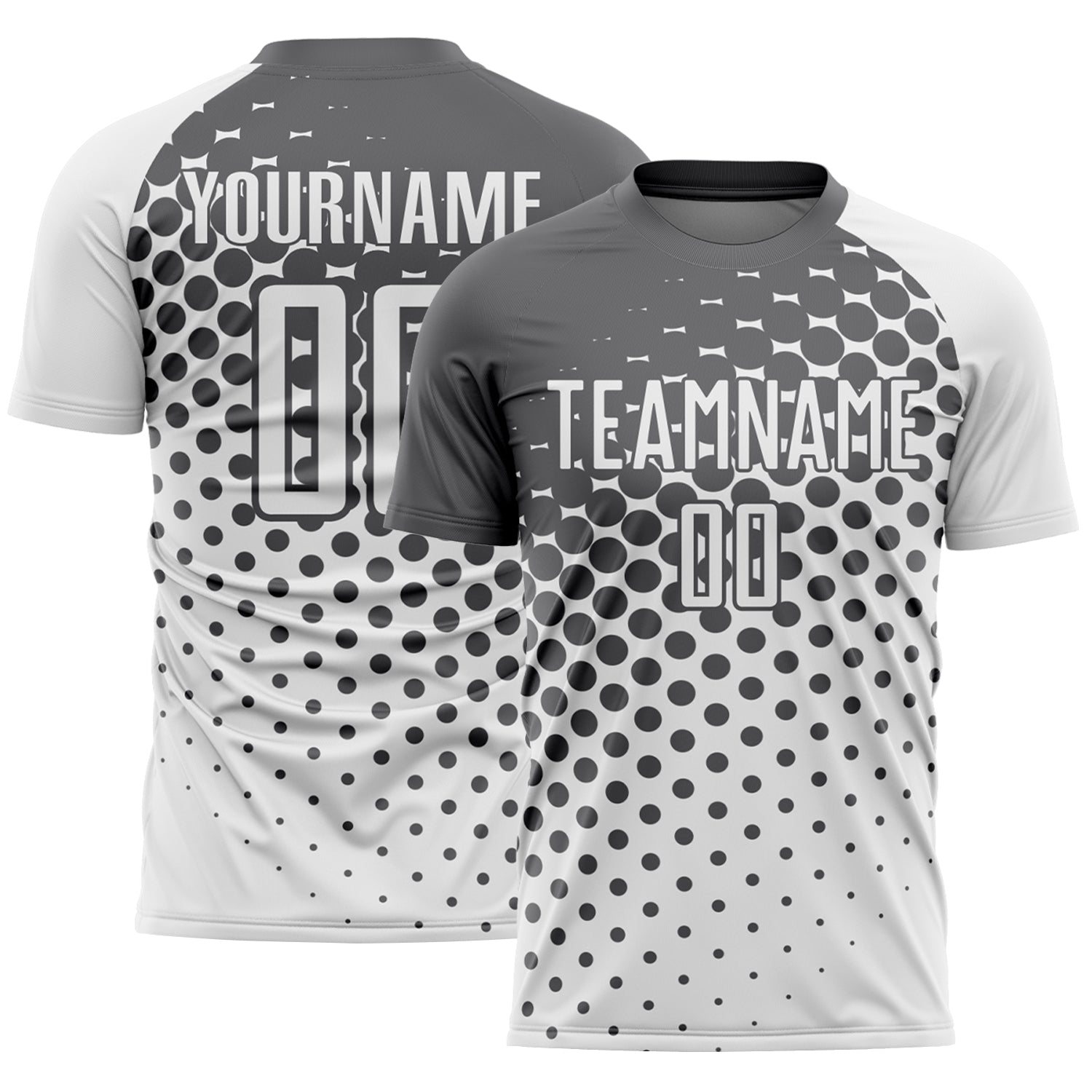Custom White Steel Gray Modern Polka Dot Sublimation Soccer Uniform Jersey