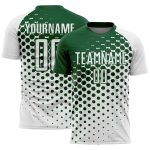Custom White Green Modern Polka Dot Sublimation Soccer Uniform Jersey