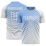 Custom White Light Blue Modern Polka Dot Sublimation Soccer Uniform Jersey