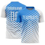 Custom White Powder Blue Modern Polka Dot Sublimation Soccer Uniform Jersey