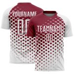Custom White Crimson Modern Polka Dot Sublimation Soccer Uniform Jersey
