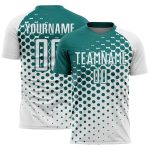 Custom White Teal Modern Polka Dot Sublimation Soccer Uniform Jersey