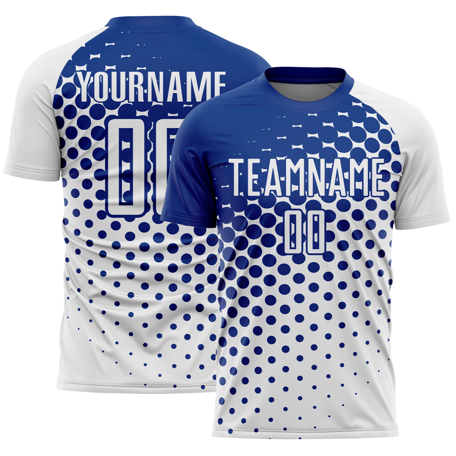 Custom White Royal Modern Polka Dot Sublimation Soccer Uniform Jersey