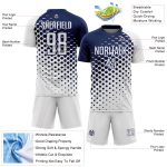 Custom White Navy Modern Polka Dot Sublimation Soccer Uniform Jersey