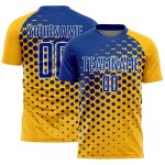 Custom Gold Royal-White Modern Polka Dot Sublimation Soccer Uniform Jersey
